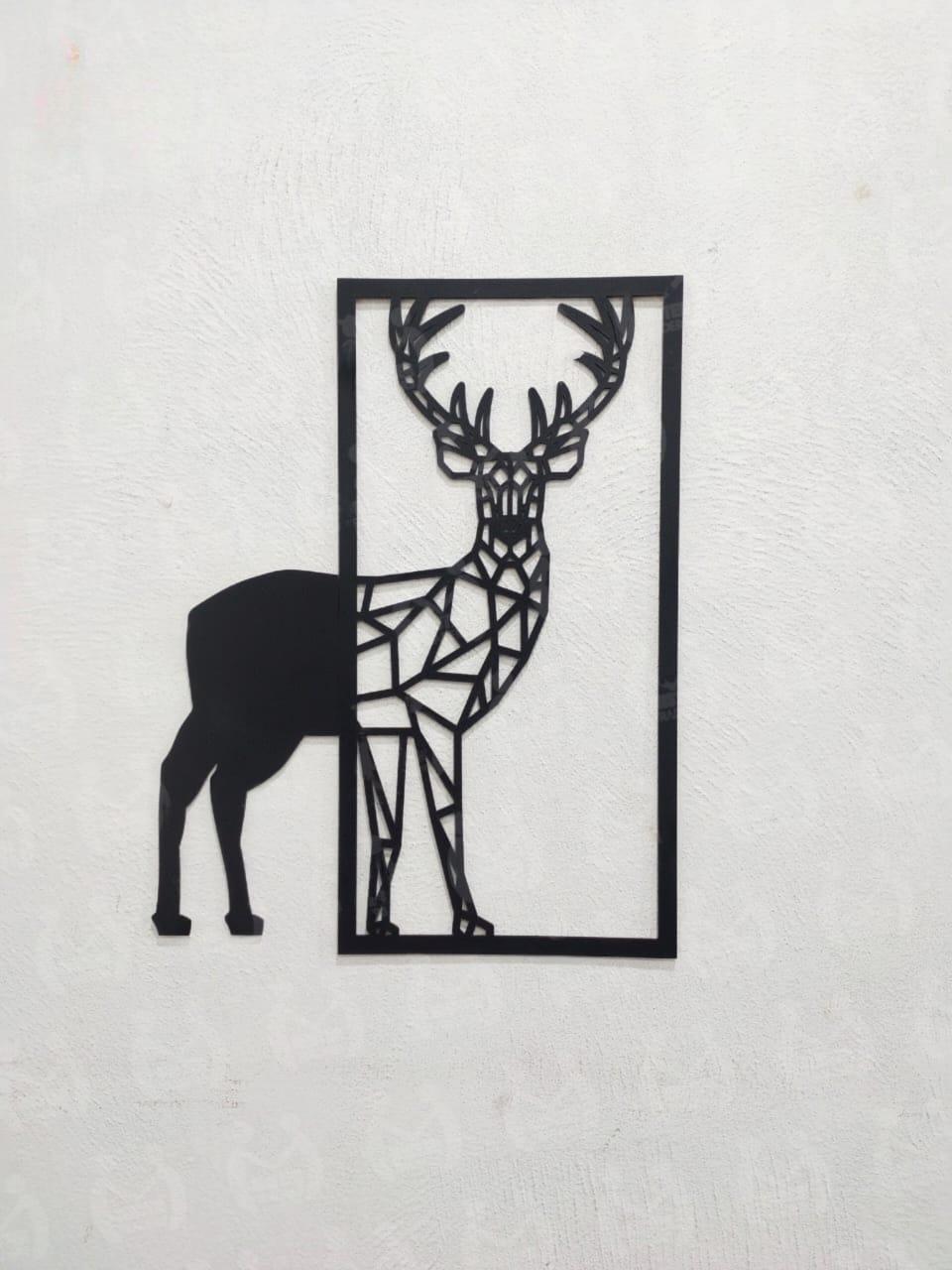 Black Deer Wall Art 15.5x16" MDF Decor