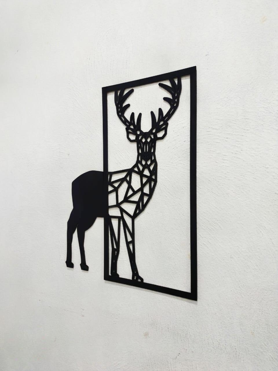 Black Deer Wall Art 15.5x16" MDF Decor