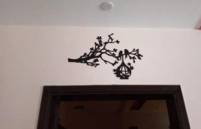 Black 3D Tree Wall Art with Birds Nest for Modern Home Decor