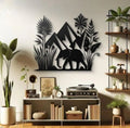 Forest Wall Art Wooden Decor Black Mountain Elephant 🐘