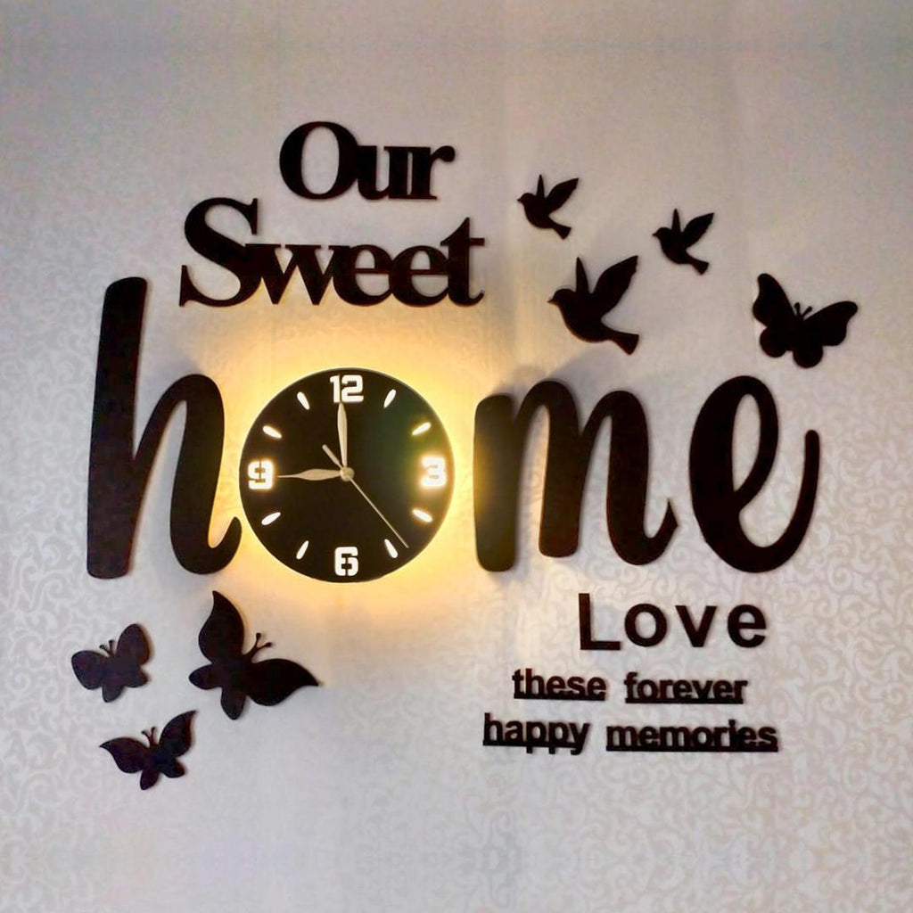 3D wall clock Glowing with birds and butterfly 🦋 🦋