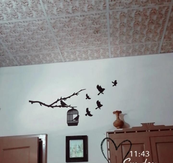 3D bird Wall Art Black MDF Modern Decor