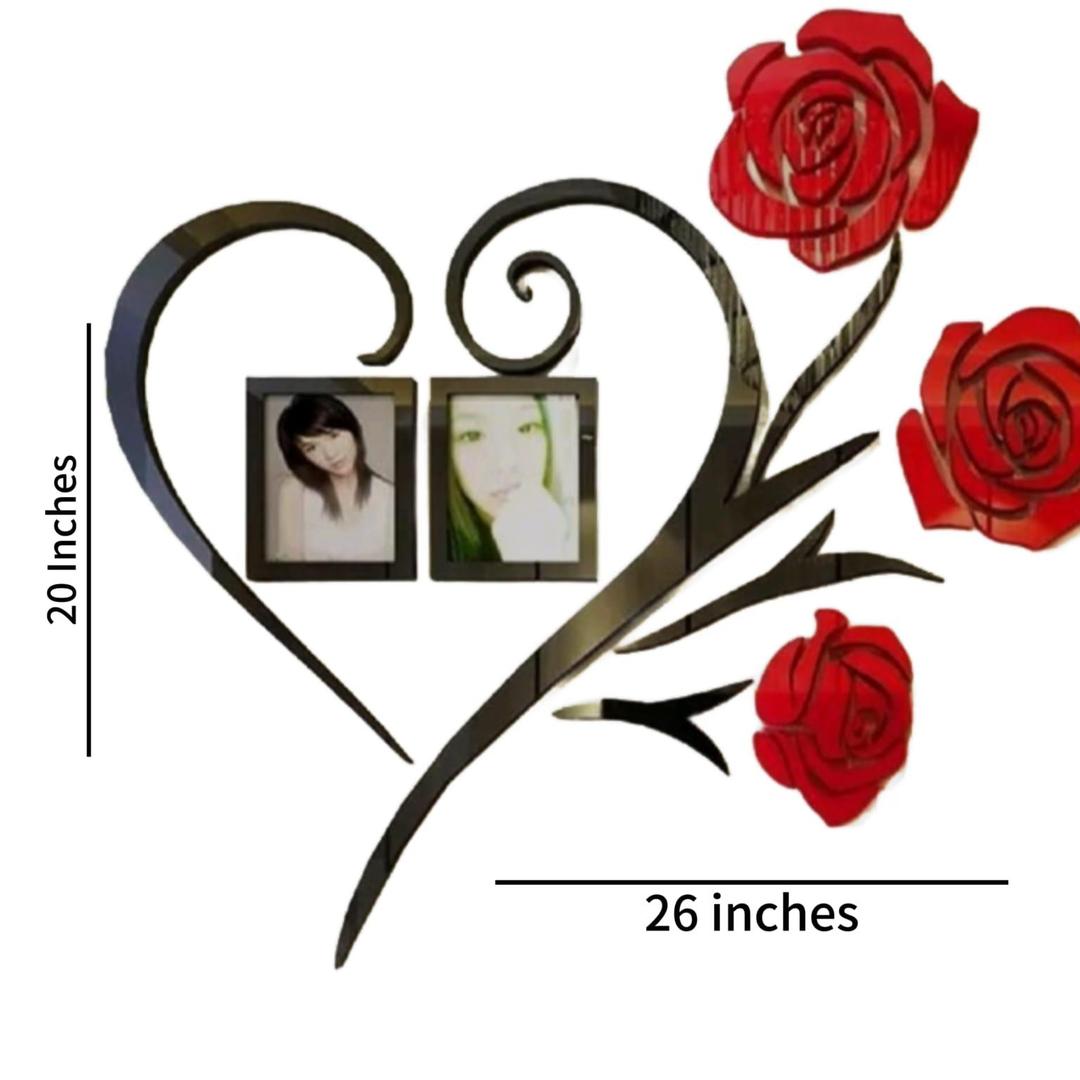 Heart Shape Red Rose Wall Art With Photo Frames.