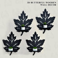 Black 3D Leaf Wall shelves Set of 4 MDF