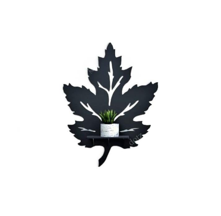 Black 3D Leaf Wall shelves Set of 4 MDF
