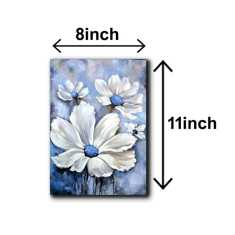 5 piece blue floral Wall Art Set For home decor