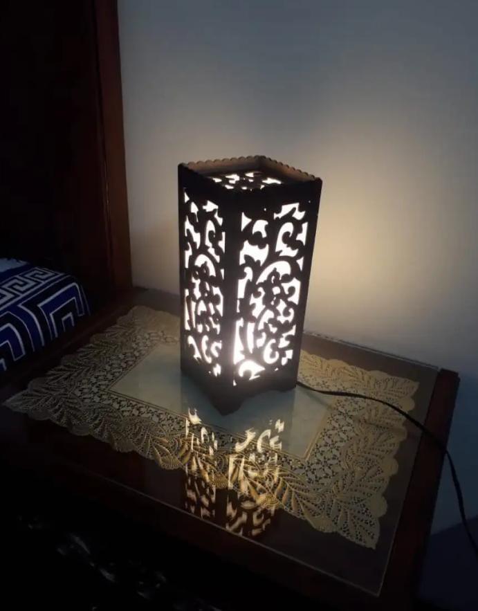 Leaf Design Wooden Table lamp Warm LED Set of Two