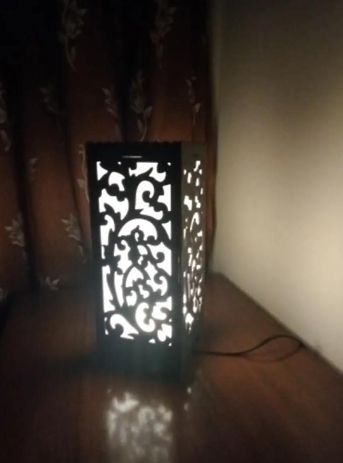 Leaf Design Wooden Table lamp Warm LED Set of Two