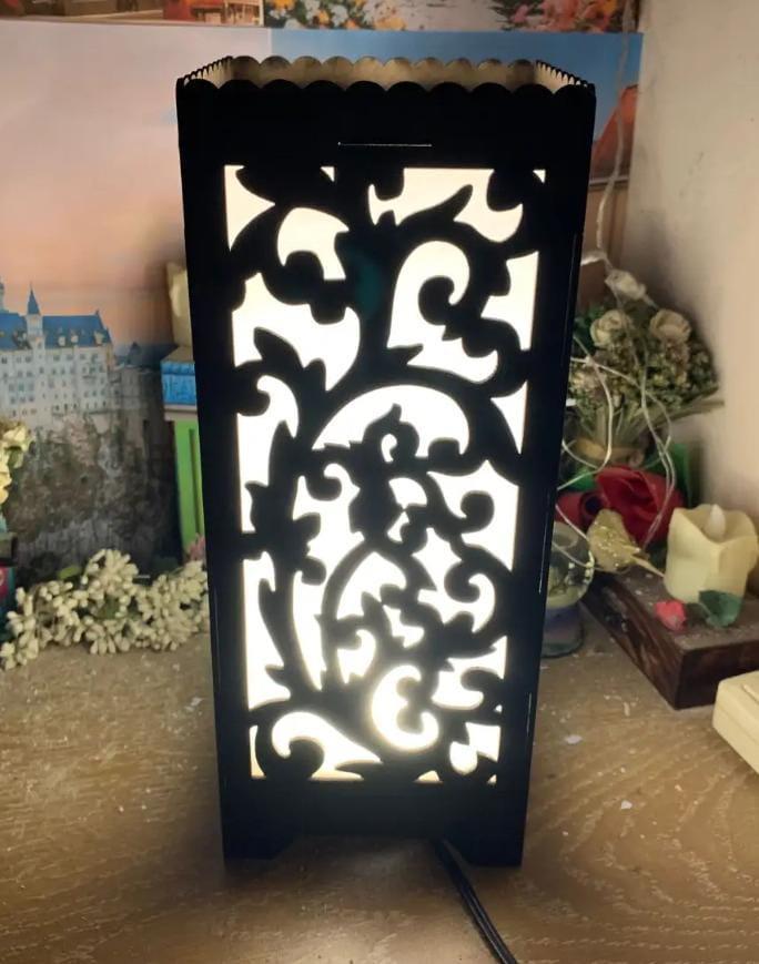 Leaf Design Wooden Table lamp Warm LED Set of Two