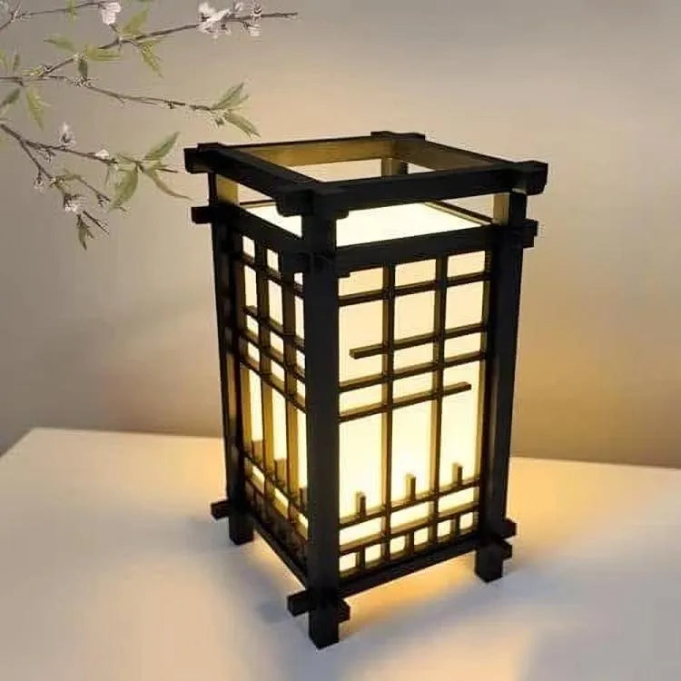 Minimalist Japanese Shoji Desk Lamp – Warm Gold Edition