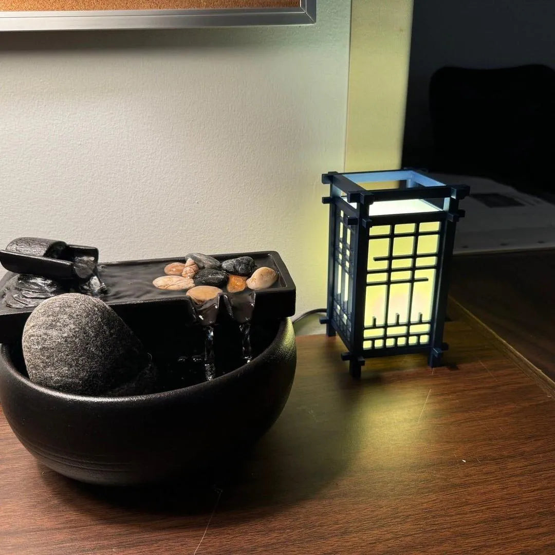 Minimalist Japanese Shoji Desk Lamp – Warm Gold Edition