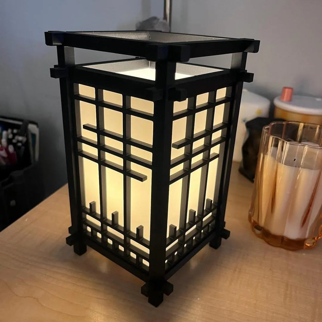 Minimalist Japanese Shoji Desk Lamp – Warm Gold Edition