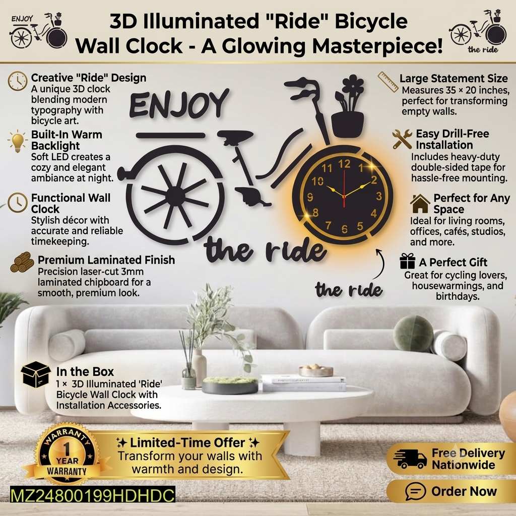 Bicycle Wall Clock Design 1 and 2
