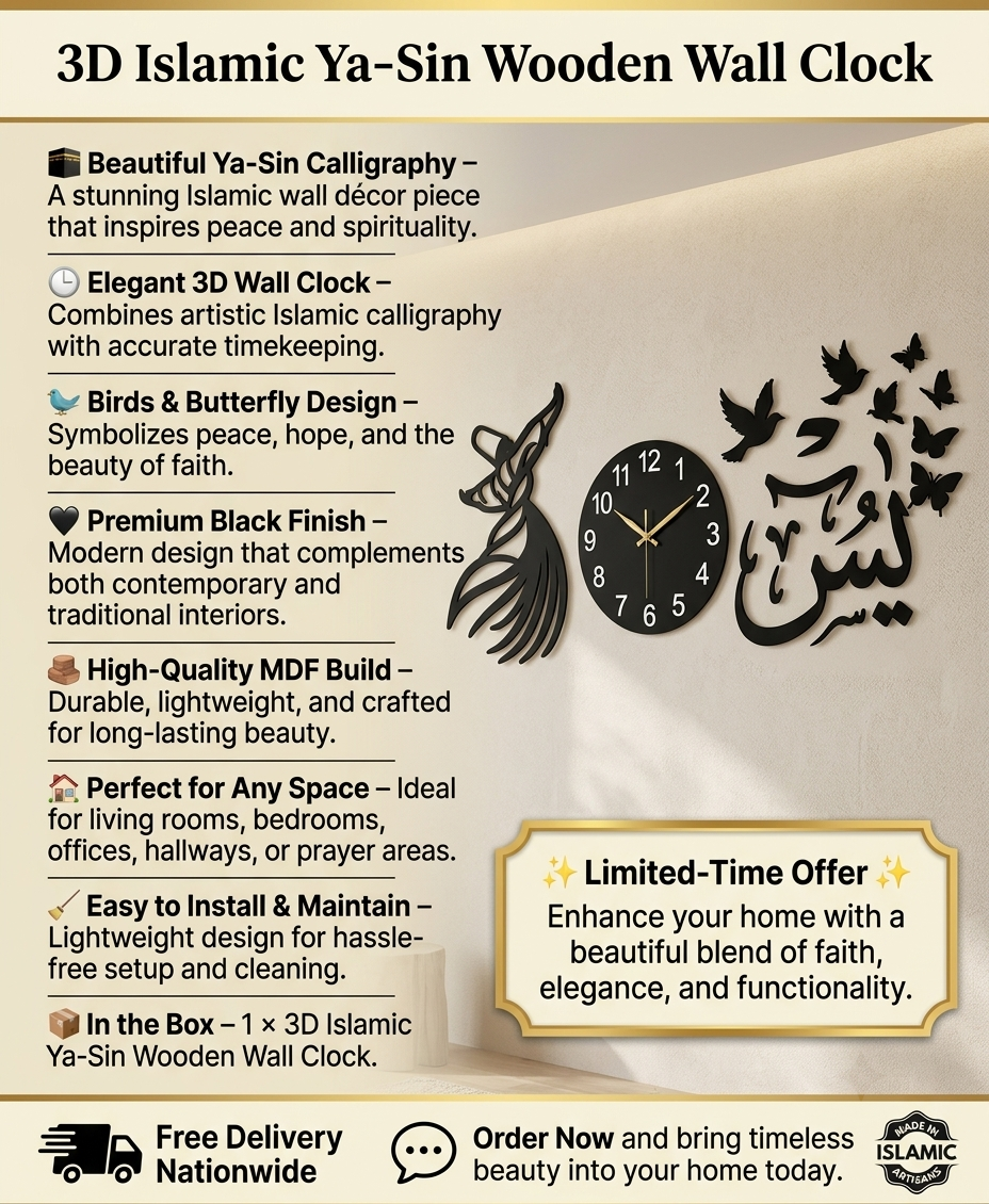 3D wall Clock with beautiful Birds and Butterfly