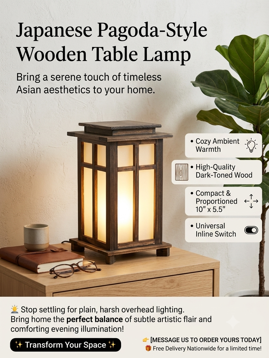 Single Piece Wooden Soler Lamp with soft Golden Glow
