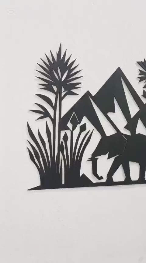 Forest Wall Art Wooden Decor Black Mountain Elephant 🐘