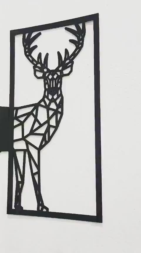 Black Deer Wall Art 15.5x16" MDF Decor